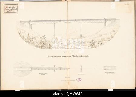 Paul Wilhelm (1862-1924), chemin de fer portuaire avec cour de triage. Concours Schinkel 1889 (1889): Viaduct. Vue, plan d'étage 1: 200. Tuche aquarelle sur la boîte, 68,5 x 102,4 cm (y compris les bords de balayage) Paul Wilhelm (1862-1924): Hafenbahn mit Rangierbahnhof. Schinkelwettbewerb 1889 Banque D'Images