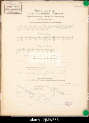 Paul Wilhelm (1862-1924), chemin de fer portuaire avec cour de triage. Concours Schinkel 1889 (1889): Viaduct. Association du vent : coupe 1 : 200, forces. Encre, encre colorée sur carton, 68,5 x 52,4 cm (y compris les bords du scan) Paul Wilhelm (1862-1924): Hafenbahn mit Rangierbahnhof. Schinkelwettbewerb 1889 Banque D'Images