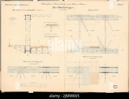 Wattmann John, pont de rue Cologne-Deutz. Concours Schinkel 1892 (1892): Mittelräger. Coupures 1:25. Encre, couleur encre, aquarelle sur carton, 72,4 x 99,9 cm (y compris les bords de numérisation) Wattmann John : Straßenbrücke Köln-Deutz. Schinkelwettbewerb 1892 Banque D'Images