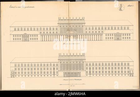 Krischen Friedrich, Académie de guerre. Concours Schinkel 1911 (03.01.1912): Vues façade principale 1: 150. Encre sur carton, 79,6 x 123,3 cm (y compris les bords de balayage) Krischen Friedrich : Kriegsakademie. Schinkelwettbewerb 1911 Banque D'Images