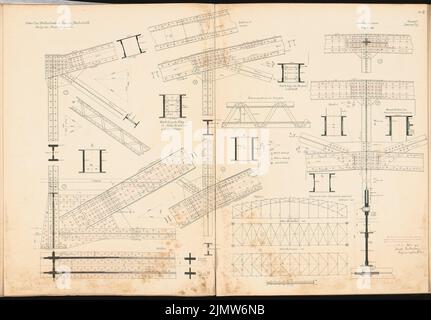 Buddenberg Arnold, rénovation des installations de la station dans A. Schinkel Competition 1907 (14.03.1907): Pont de rue d'état. Détails 1: 20, schemata 1: 200. Encre, encre colorée sur carton, 70,7 x 101,5 cm (y compris les bords de balayage) Buddenberg Arnold : Umbau der Bahnhofsanlagen in A. Schinkelwettbewerb 1907 Banque D'Images