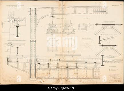 Buddenberg Arnold, rénovation des installations de la station dans A. Schinkel Competition 1907 (14.03.1907): Pont de rue d'état. Détails 1: 10. Encre, encre colorée sur carton, 70,4 x 101,9 cm (y compris les bords de balayage) Buddenberg Arnold : Umbau der Bahnhofsanlagen in A. Schinkelwettbewerb 1907 Banque D'Images