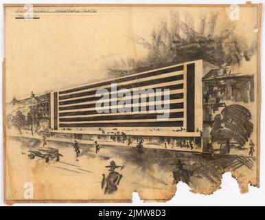 Punitzer Martin (1889-1949), projet d'hôtel Hardenbergstraße, Berlin (1930): Contenu du plan N.N. détecté. Matériau/technologie N.N. Capturé, 54 x 69,6 cm (y compris les bords de balayage) Punitzer Martin (1889-1949): Hotelprojekt Hardenbergstraße, Berlin Banque D'Images