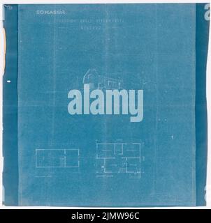 Punitzer Martin (1889-1949), projet de maison (sans date) : 2 plans d'étage, vue perspective. Photocalque, 48,5 x 48,8 cm (y compris les bords de balayage) Punitzer Martin (1889-1949): Hausprojekt Banque D'Images