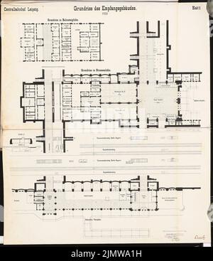 Dirksen Friedrich (mort en 1907), gare principale, Leipzig. Concours Schinkel 1899: Bâtiment de réception: Plans d'étage 1: 200. Encre sur carton, 113,00 x 98,50 cm (bord de numérisation inclus). Musée de l'architecture de l'Université technique de Berlin Inv. SW-E 1899-04. Dircksen Friedrich (Gest. 1907): Hauptbahnhof, Leipzig. Schinkelwettbewerb 1899 Banque D'Images