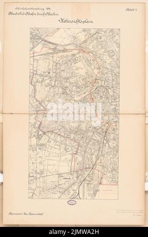 Schimpff Gustav (1871-1919), chemin de fer nord-sud traversant Berlin. Concours Schinkel 1897 (1897): Plan du site. Encre couleur, aquarelle d'encre par lithographie sur carton, 97,5 x 63,7 cm (y compris les bords de balayage) Schimpff Gustav (1871-1919): Nord-Süd-Bahn durch Berlin. Schinkelwettbewerb 1897 Banque D'Images