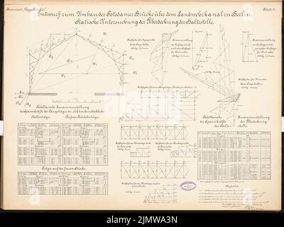 Schulze Otto, conversion du pont de Potsdam à Berlin. Compétition Schinkel 1896 (1896): Examen statique de la couverture de l'arrêt 1: 100. Encre, encre colorée sur carton, 50,9 x 67,8 cm (y compris les bords de balayage) Schulze Otto : Umbau der Potsdamer Brücke, Berlin. Schinkelwettbewerb 1896 Banque D'Images