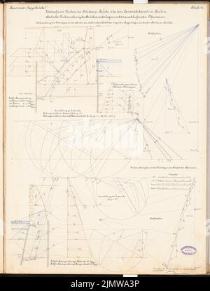 Schulze Otto, conversion du pont de Potsdam à Berlin. Concours Schinkel 1896 (1896): Examens statiques du comptoir de pont et du mur de banque 1:50. Encre, aquarelle couleur encre sur la boîte, 67,9 x 51,5 cm (y compris les bords du scan) Schulze Otto : Umbau der Potsdamer Brücke, Berlin. Schinkelwettbewerb 1896 Banque D'Images