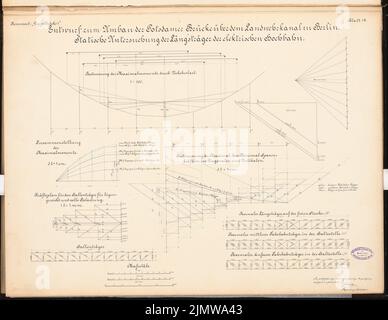 Schulze Otto, conversion du pont de Potsdam à Berlin. Concours Schinkel 1896 (1896) : examen statique des partisans de Hochbahn 1 : 100. Encre, encre colorée sur carton, 52,5 x 68 cm (y compris les bords de balayage) Schulze Otto : Umbau der Potsdamer Brücke, Berlin. Schinkelwettbewerb 1896 Banque D'Images