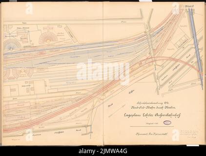 Schimpff Gustav (1871-1919), chemin de fer nord-sud traversant Berlin. Concours Schinkel 1897 (1897): Plan du Ministère Station étrangère Lehrter 1: 1000. Encre, aquarelle couleur encre sur la boîte, 73,2 x 103 cm (y compris les bords de balayage) Schimpff Gustav (1871-1919): Nord-Süd-Bahn durch Berlin. Schinkelwettbewerb 1897 Banque D'Images