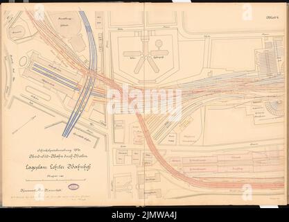 Schimpff Gustav (1871-1919), chemin de fer nord-sud traversant Berlin. Concours Schinkel 1897 (1897): Département de Lehrter Bahnhof 1: 1000. Encre, aquarelle couleur encre sur la boîte, 73,9 x 102,8 cm (y compris les bords de balayage) Schimpff Gustav (1871-1919): Nord-Süd-Bahn durch Berlin. Schinkelwettbewerb 1897 Banque D'Images