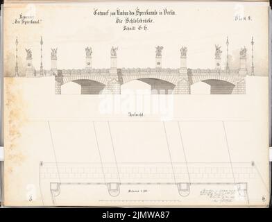 Goetzke Max, refonte du canal Spree à Berlin-Mitte. Concours Schinkel 1899 (20 novembre 1899): Schlossbrücke: Vue, plan d'étage 1: 100. Encre, aquarelle couleur encre sur la boîte, 52,1 x 68,2 cm (y compris les bords de balayage) Goetzke Max : Umgestaltung des Spreekanals, Berlin-Mitte. Schinkelwettbewerb 1899 Banque D'Images