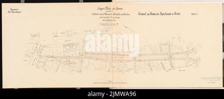 Goetzke Max, refonte du canal Spree à Berlin-Mitte. Concours Schinkel 1899 (20 novembre 1899): Plan du site 1: 1000. Encre colorée sur lithographie sur papier, 43,9 x 109,6 cm (y compris les bords de balayage) Goetzke Max : Umgestaltung des Spreekanals, Berlin-Mitte. Schinkelwettbewerb 1899 Banque D'Images