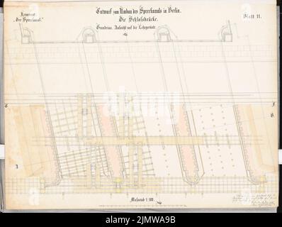 Goetzke Max, refonte du canal Spree à Berlin-Mitte. Concours Schinkel 1899 (20 novembre 1899): Schlossbrücke: Plan d'étage, supervision de l'échafaudage d'enseignement 1: 100. Encre, aquarelle couleur encre sur la boîte, 52 x 69 cm (y compris les bords de balayage) Goetzke Max : Umgestaltung des Spreekanals, Berlin-Mitte. Schinkelwettbewerb 1899 Banque D'Images