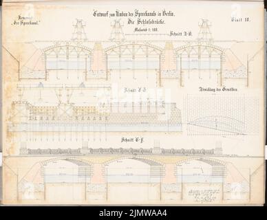 Goetzke Max, refonte du canal Spree à Berlin-Mitte. Concours Schinkel 1899 (20 novembre 1899): Schlossbrücke: Coupes 1: 100. Encre, aquarelle couleur encre sur la boîte, 52,4 x 67,8 cm (y compris les bords de balayage) Goetzke Max : Umgestaltung des Spreekanals, Berlin-Mitte. Schinkelwettbewerb 1899 Banque D'Images