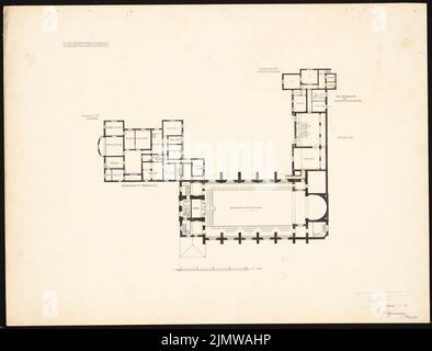 Hoffmann Willy (né en 1878), Église évangélique. Concours Schinkel 1904 (07.03.1904): Plan de plancher OG 1: 200. Encre, aquarelle couleur encre sur la boîte, 50,7 x 66,5 cm (y compris les bords de numérisation) Hoffmann Willy (geb. 1878): Evangelische Kirche. Schinkelwettbewerb 1904 Banque D'Images