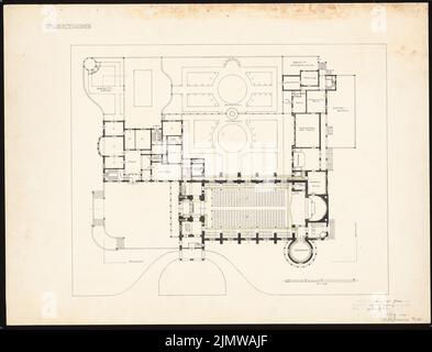 Hoffmann Willy (né en 1878), Église évangélique. Concours Schinkel 1904 (07.03.1904): Grundriss EG 1: 200. Encre, aquarelle couleur encre sur la boîte, 50,8 x 66,5 cm (y compris les bords de numérisation) Hoffmann Willy (geb. 1878): Evangelische Kirche. Schinkelwettbewerb 1904 Banque D'Images