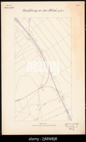 Blunck Otto (1882-1919), liaison entre les rives droite et gauche du Rhin et l'Ahrtalbahn. Concours Schinkel 1909 (03/19/1909): Leadership ferroviaire: Ahrtal. Plan du site 1 : 4000. Encre, encre couleur aquarelle sur la boîte, 89,4 x 56,7 cm (y compris les bords de balayage) Blunck Otto (1882-1919): Verbindung zwischen rechts- und linksrheinischer Bahn der Ahrtalbahn. Schinkelwettbewerb 1909 Banque D'Images