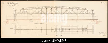 KOSS Achmed (1887-1914), système portuaire pour Gdansk-Neufahrwasser. Concours Schinkel 1914 (14.03.1914) : Kaischuppen (Bremen design). Coupures 1:50. Tusche aquarelle sur la boîte, 50 x 140,3 cm (y compris les bords de balayage) Koss Achmed (1887-1914): Hafenanlage, Danzig-Neufahrwasser. Schinkelwettbewerb 1914 Banque D'Images