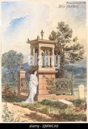 Architecte inconnu, grave monument pour le conseiller privé Koch à Thale. Concours mensuel novembre 1877 (11,1877): Perspective View. Tuche aquarelle sur papier, 43,8 x 31,3 cm (y compris les bords de numérisation) N.N. : Grabdenkmal für Geheimrat Koch, Thale. Monatskonkurrenz novembre 1877 Banque D'Images