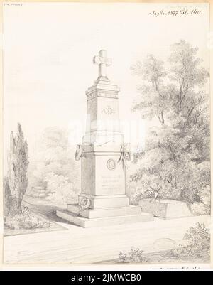 Architecte inconnu, grave monument pour le conseiller privé Stein à Stettin. Concours mensuel décembre 1877 (12,1877): Perspective View. Crayon sur papier, 41,2 x 32,5 cm (y compris les bords de numérisation) N. : Grabdenkmal für Geheimrat Stein, Stettin. Monatskonkurrenz Dezember 1877 Banque D'Images