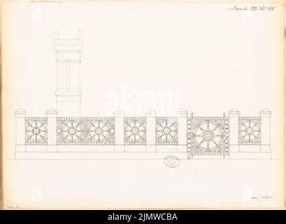 Architecte inconnu, grave monument pour le conseiller privé Stein à Stettin. Compétition mensuelle décembre 1877 (12,1877) : vue du dessus. Encre sur carton, 43,1 x 58,8 cm (y compris les bords de numérisation) N.N. : Grabdenkmal für Geheimrat Stein, Stettin. Monatskonkurrenz Dezember 1877 Banque D'Images