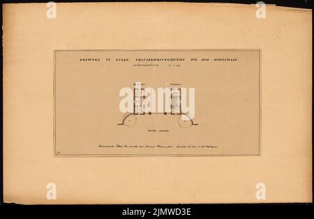 Fleischmann Kurt (né en 1897), la récréation folklorique pour une ville moyenne. Concours Schinkel 1924 (1924) : gardien. Grundriss EG 1: 200. Tuche aquarelle sur transparent, 47,1 x 72,1 cm (y compris les bords de balayage) Fleischmann Kurt (geb. 1897): Volkserholungsstätte für eine Mittelstadt. Schinkelwettbewerb 1924 Banque D'Images