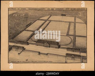 Fleischmann Kurt (né en 1897), la récréation folklorique pour une ville moyenne. Concours Schinkel 1924 (1924): Perspective View (spectacle d'oiseaux). Encre, crayon sur transparent, 47 x 62,3 cm (y compris les bords de balayage) Fleischmann Kurt (geb. 1897): Volkserholungsstätte für eine Mittelstadt. Schinkelwettbewerb 1924 Banque D'Images