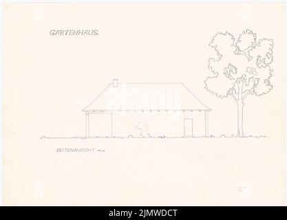 Michel Paul jun. (1922-1943), maison de jardin (15 juillet 1941): Vue latérale avec arbre. Encre et crayon sur carton, 45,8 x 63,7 cm (y compris les bords de numérisation) Michel Paul jun. (1922-1943): Gartenhaus Banque D'Images