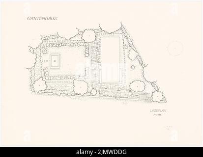 Michel Paul jun. (1922-1943), maison de jardin (17 juillet 1941): Département 1: 100. Encre et crayon sur carton, 46,2 x 63,6 cm (y compris les bords de numérisation) Michel Paul jun. (1922-1943): Gartenhaus Banque D'Images