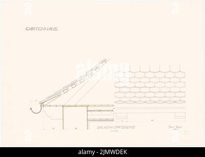 Michel Paul jun. (1922-1943), maison de jardin (15 juillet 1941): Balkenkopf cornice, moyenne 1: 5. Encre et crayon, aquarelle, sur carton, 45,7 x 63,5 cm (y compris les bords de numérisation) Michel Paul jun. (1922-1943): Gartenhaus Banque D'Images