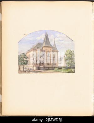 Architecte inconnu, villa à Gera. Concours mensuel avril 1878 (04,1878): Perspective View. Tuche aquarelle sur papier, 59,7 x 47,9 cm (y compris les bords de numérisation) N.N. : Villa, Gera. Monatskonkurrenz avril 1878 Banque D'Images