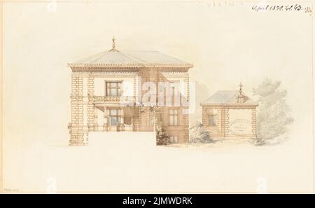 Architecte inconnu, villa à Gera. Compétition mensuelle avril 1878 (04,1878) : vue sur la rue Riß. Tuche aquarelle sur la boîte, 32,8 x 53,2 cm (y compris les bords de numérisation) N.N. : Villa, Gera. Monatskonkurrenz avril 1878 Banque D'Images