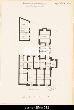 Architecte inconnu, villa à Gera. Compétition mensuelle avril 1878 (04,1878): Grundliss Keller; balance bar. Encre sur carton, 40,5 x 28,5 cm (y compris les bords de numérisation) N.N. : Villa, Gera. Monatskonkurrenz avril 1878 Banque D'Images