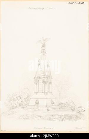 Architecte inconnu, monument tombé à Mühlhausen. Concours mensuel août 1878 (08,1878): Perspective View. Crayon sur carton, 57,6 x 39 cm (y compris les bords de numérisation) N. : Gefallenendenkmal, Mühlhausen. Monatskonkurrenz août 1878 Banque D'Images