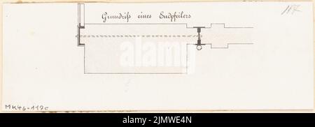 Architecte inconnu, Staorsbahn station Stadtbahn à Berlin. Compétition mensuelle octobre 1878 (10,1878): Plan partiel S-Bahnbogen, plan d'étage partiel mur du hall. Aquarelle de l'encre et du crayon sur la boîte, 6,9 x 19,2 cm (y compris les bords de numérisation) N. : Bahnhof Börse der Stadtbahn, Berlin. Monatskonkurrenz Oktober 1878 Banque D'Images