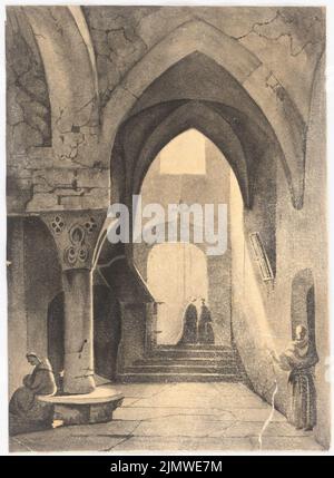 Persius Reinhold (1835-1912), intérieur d'une église gothique (sans dat.) : vue intérieure perspective. Tusche aquarelle sur papier, 17,9 x 13,2 cm (y compris les bords de balayage) Persius Reinhold (1835-1912): Innenraum einer gotischen Kirche Banque D'Images