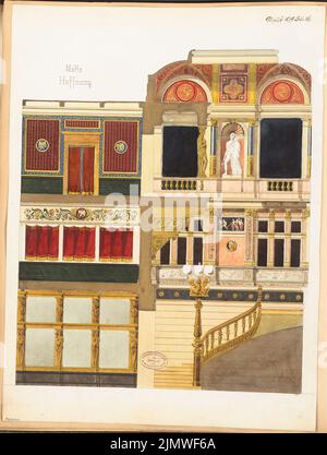 Architecte inconnu, escalier pittoresque. Compétition mensuelle août 1879 (08,1879): Rising an Inner Wall; balance bar. Tuche aquarelle sur la boîte, 59,3 x 44,9 cm (y compris les bords de numérisation) N.N. : Malerisches Treppenhaus. Monatskonkurrenz août 1879 Banque D'Images