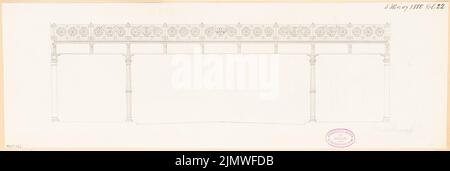 Architecte inconnu, forme architecturale des passages inférieurs du Stadtbahn de Berlin. Compétition mensuelle Mars 1880 (03,1880): RISS vue latérale du pont. Encre sur carton, 19,3 x 57,7 cm (y compris les bords de numérisation) N.N. : Architektonische Formgebung der Unterführungen der Berliner Stadtbahn. Monatskonkurrenz März 1880 Banque D'Images