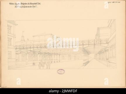 Architecte inconnu, forme architecturale des passages inférieurs du Stadtbahn de Berlin. (Deuxième concours) Concours mensuel du 1880 juillet (07,1880) : perspective. Crayon sur carton, 42,4 x 60,9 cm (y compris les bords de numérisation) N. : Architektonische Formgebung der Unterführungen der Berliner Stadtbahn. (Zweiter Wettbewerb) Monatskonkurrenz Juli 1880 Banque D'Images
