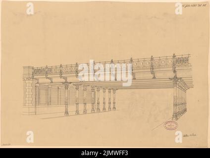 Architecte inconnu, forme architecturale des passages inférieurs du Stadtbahn de Berlin. (Deuxième concours) Concours mensuel du 1880 juillet (07,1880) : perspective. Encre sur carton, complétée par un crayon, 40,1 x 56,6 cm (y compris les bords de numérisation) N. : Architektonische Formgebung der Unterführungen der Berliner Stadtbahn. (Zweiter Wettbewerb) Monatskonkurrenz Juli 1880 Banque D'Images