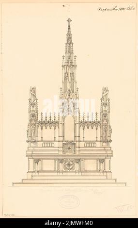 Architecte inconnu, maître-autel pour une église catholique. Compétition mensuelle septembre 1880 (09,1880) : vue de face du RISS 1:20. Tuche aquarelle sur la boîte, 38 x 24,1 cm (y compris les bords de numérisation) N.N. : Hochaltar für eine katholische Kirche. Monatskonkurrenz septembre 1880 Banque D'Images