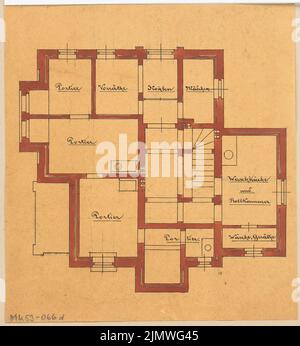 Architecte inconnu, immeuble résidentiel rural à Berlin-Lichterfelde. Compétition mensuelle avril 1881 (04,1881): Grundliss Keller. Tuche aquarelle sur transparent, 17 x 15,7 cm (y compris les bords du balayage) N. : Ländliches Wohnhaus, Berlin-Lichterfelde. Monatskonkurrenz avril 1881 Banque D'Images