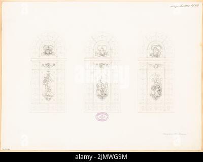 Architecte inconnu, fenêtre pour la maison de l'association d'architectes à Berlin. Concours mensuel décembre 1880 (concours 1st) (12,1880): 3 vues. Crayon sur papier, 43,2 x 57,6 cm (y compris les bords de numérisation) N. : Fenster für das Haus des Architekten-Vereins zu Berlin. Monatskonkurrenz Dezember 1880 (1. Wettbewerb) Banque D'Images