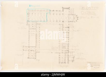 Michel Paul jun. (1922-1943), monastère de Chorin (env 1940): Copier le plan d'étage selon la soumission. Crayon et crayon de couleur sur transparent, 24,1 x 35,2 cm (y compris les bords du scan) Michel Paul jun. (1922-1943): Kloster Chorin Banque D'Images