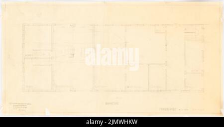 Michel Paul jun. (1922-1943), plate-forme (1940): plan d'étage rez-de-chaussée 1: 100. Crayon sur transparent, 27,4 x 52,4 cm (y compris les bords du scan) Michel Paul jun. (1922-1943): Bahnhofsgebäude Banque D'Images