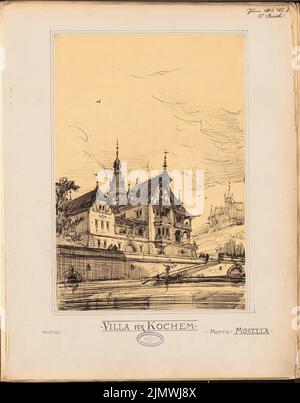 Rieth Otto (1858-1911), villa à Cochem. Concours mensuel juin 1884 (06,1884): Perspective View. Tusche aquarelle sur transparent, 58,8 x 46 cm (y compris les bords de balayage) Rieth Otto (1858-1911): Villa, Cochem. Monatskonkurrenz Juni 1884 Banque D'Images