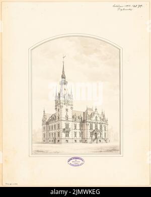 Dylewski Vincent (1852-1915), hôtel de ville Wilhelmshaven. Concours mensuel 1890 février (02,1890): Perspective View. Tusche aquarelle sur la boîte, 47 x 38 cm (y compris les bords de balayage) Dylewski Vincent (1852-1915): Rathaus, Wilhelmshaven. Monatskonkurrenz février 1890 Banque D'Images