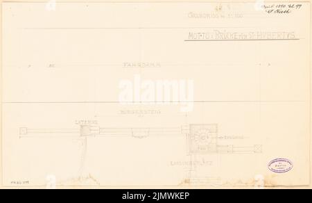 Rieth Otto (1858-1911), pont Hubertus dans la colonie de villas Berlin-Grunewald. Compétition mensuelle avril 1890 (04,1890): Plan d'étage 1: 100. Crayon sur carton, 31 x 51,2 cm (y compris les bords de balayage) Rieth Otto (1858-1911): Hubertus-Brücke in der Villenkolonie Berlin-Grunewald. Monatskonkurrenz avril 1890 Banque D'Images