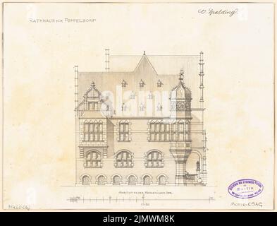 Spalding Otto (1863-1945), Rathaus Bonn-Poppelsdorf. Compétition mensuelle en juillet 1894 (07,1894): RISS Road View (Kessenicher Straße) 1: 150; barre d'échelle. Encre sur carton, 23,9 x 31,3 cm (y compris les bords de balayage) Spalding Otto (1863-1945): Rathaus, Bonn-Poppelsdorf. Monatskonkurrenz Juli 1894 Banque D'Images